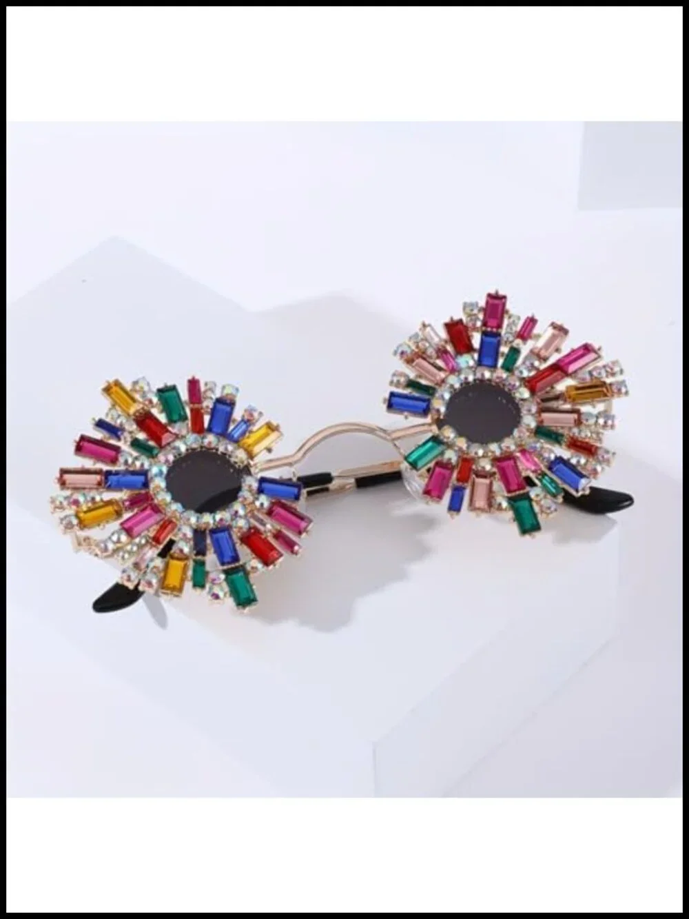Rhinestone Floral Pattern UV400 Sunglasses for Party, Street Style